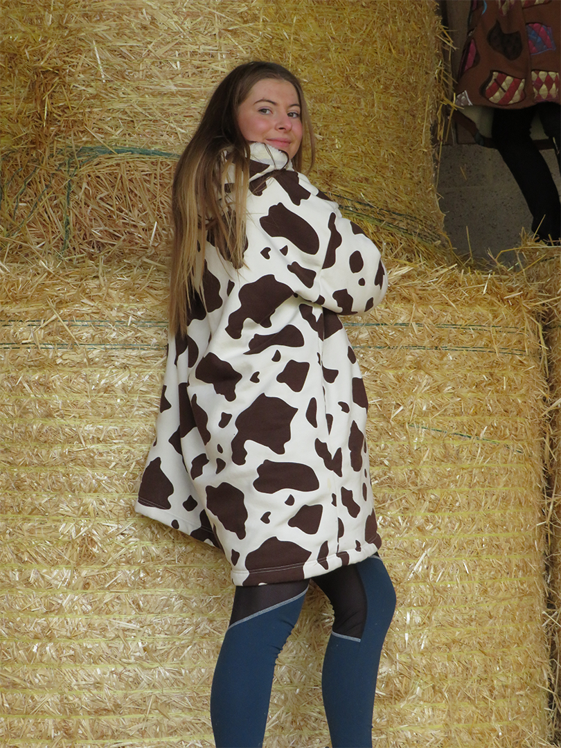 Leisure Lounge Wear- Oversized Blanket Hoodie - Skewbald - Piebald-Cow