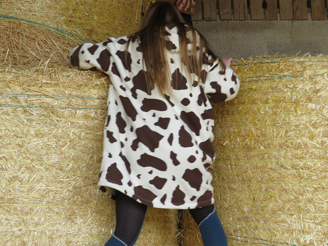 Leisure Lounge Wear- Oversized Blanket Hoodie - Skewbald - Piebald-Cow