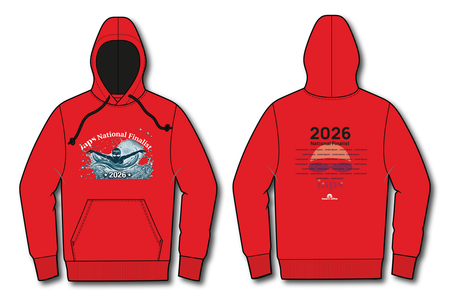 Names Hoodie IAPS 2026 Swimming Sport Event With (Competitors Name) Splash Logo