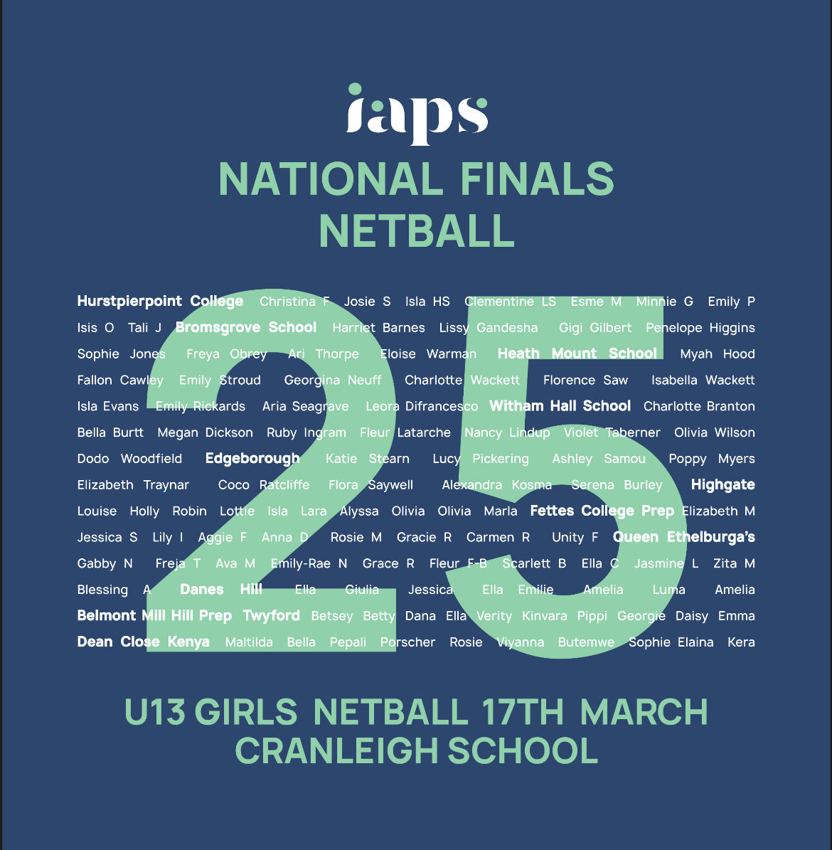2025 IAPS U13’s Netball Finals Sports Competitor Names Hoodie