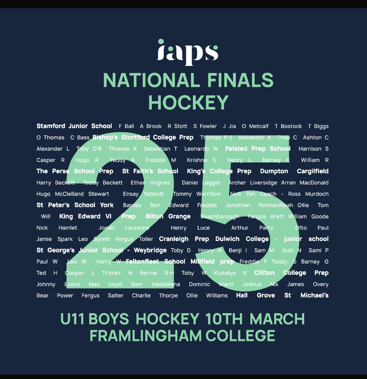 2025 IAPS Boys U11's Hockey Final Sports Competitor Names Hoodie