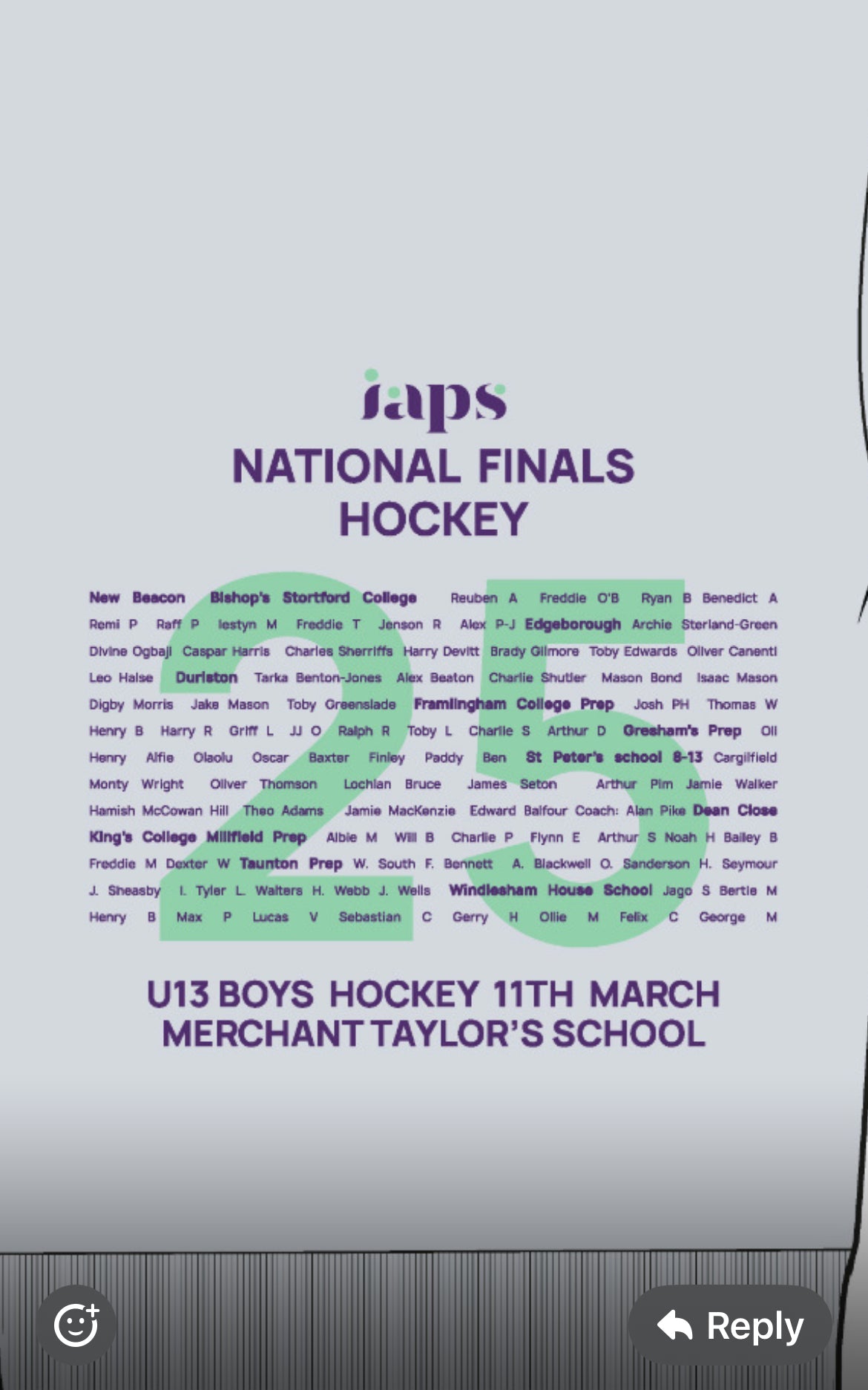 2025 IAPS Boys U13's Hockey Final Sports Competitor Names Hoodie