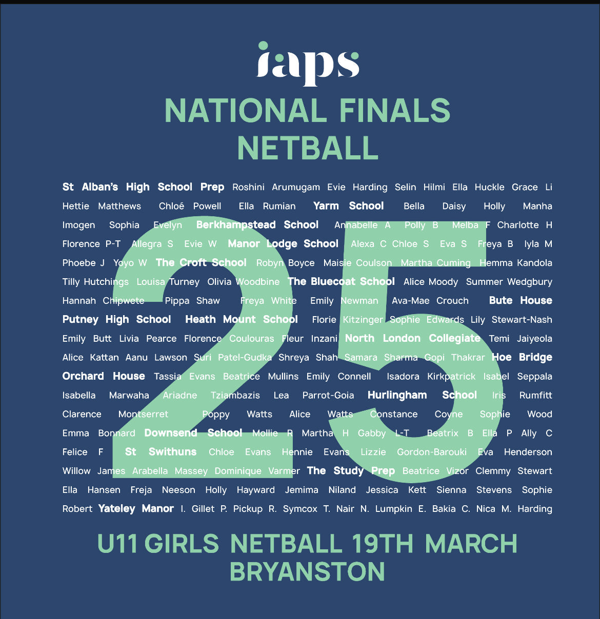 2025 IAPS U11's Netball Finals Sports Competitor Names Hoodie