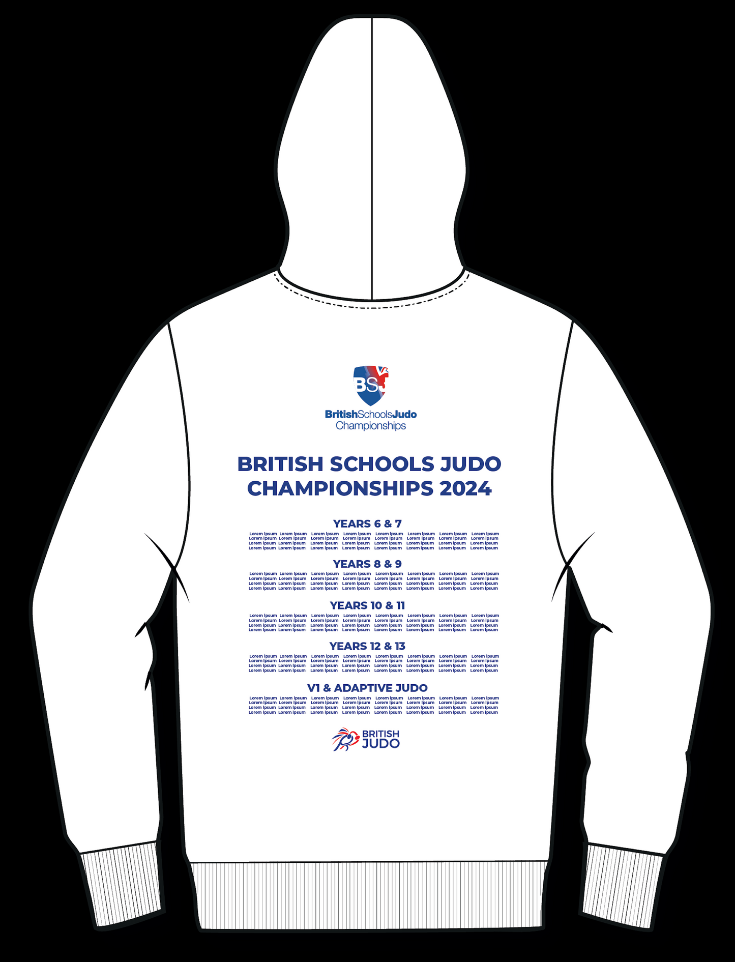 2024 Names British Schools Championships Event Hoodie Competitor Names