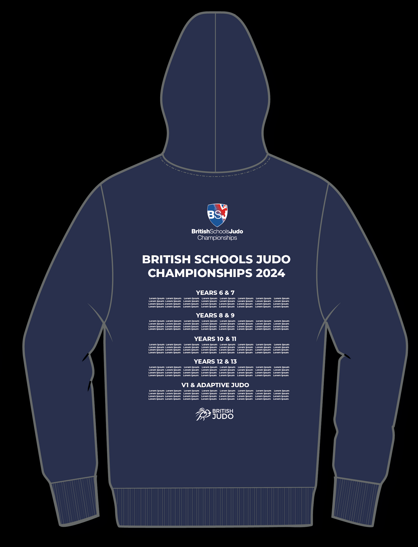 2024 Names British Schools Championships Event Hoodie Competitor Names
