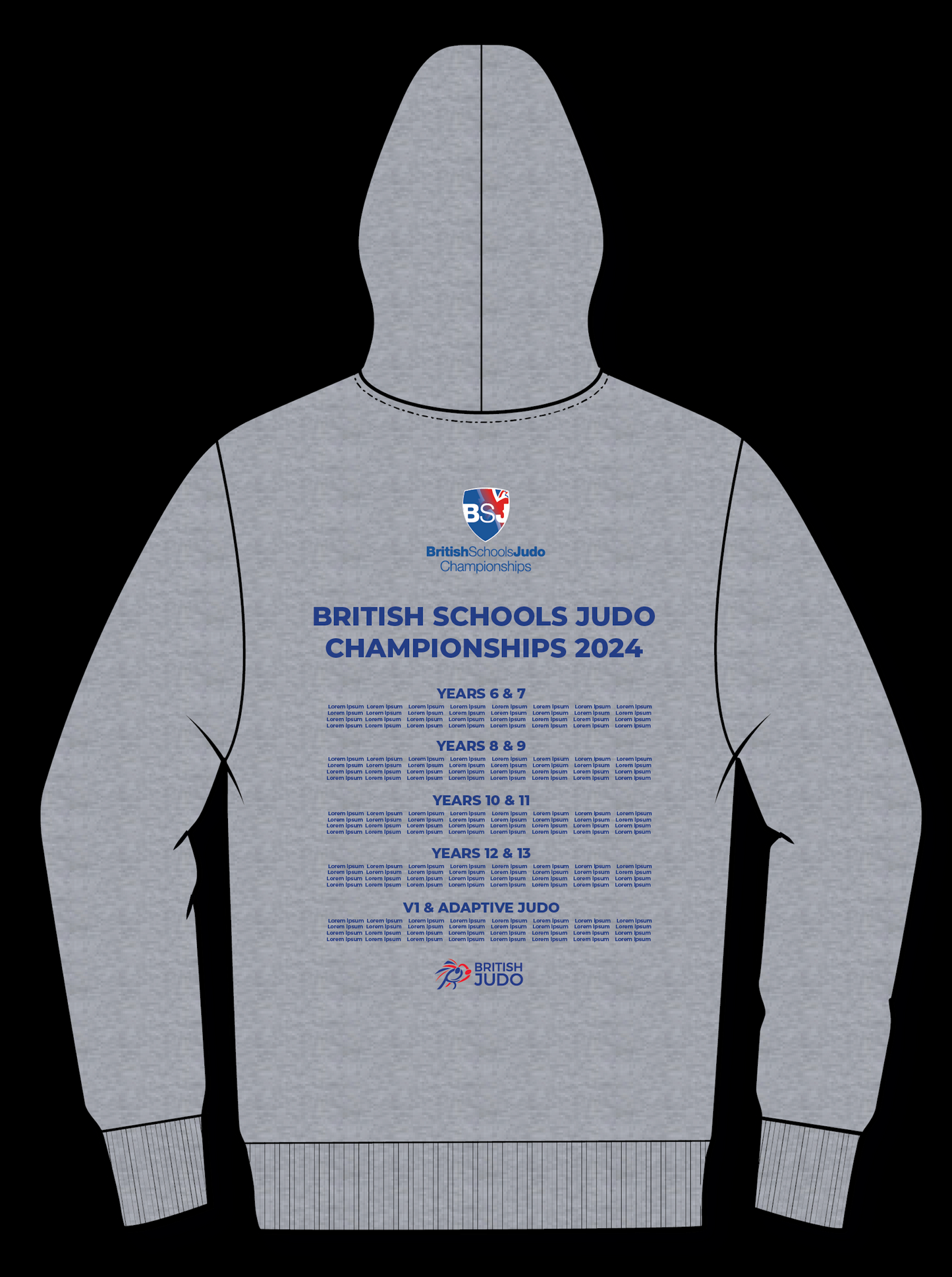2024 Names British Schools Championships Event Hoodie Competitor Names
