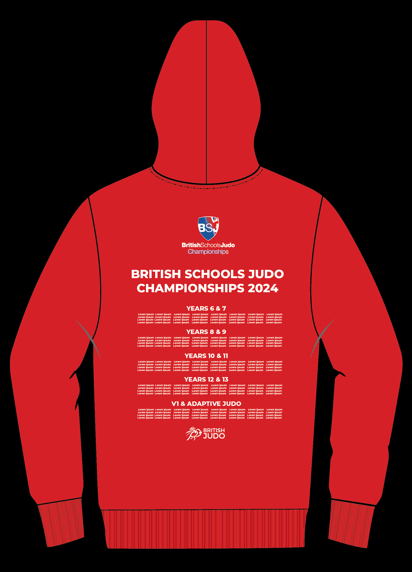 2024 Names British Schools Championships Event Hoodie Competitor Names