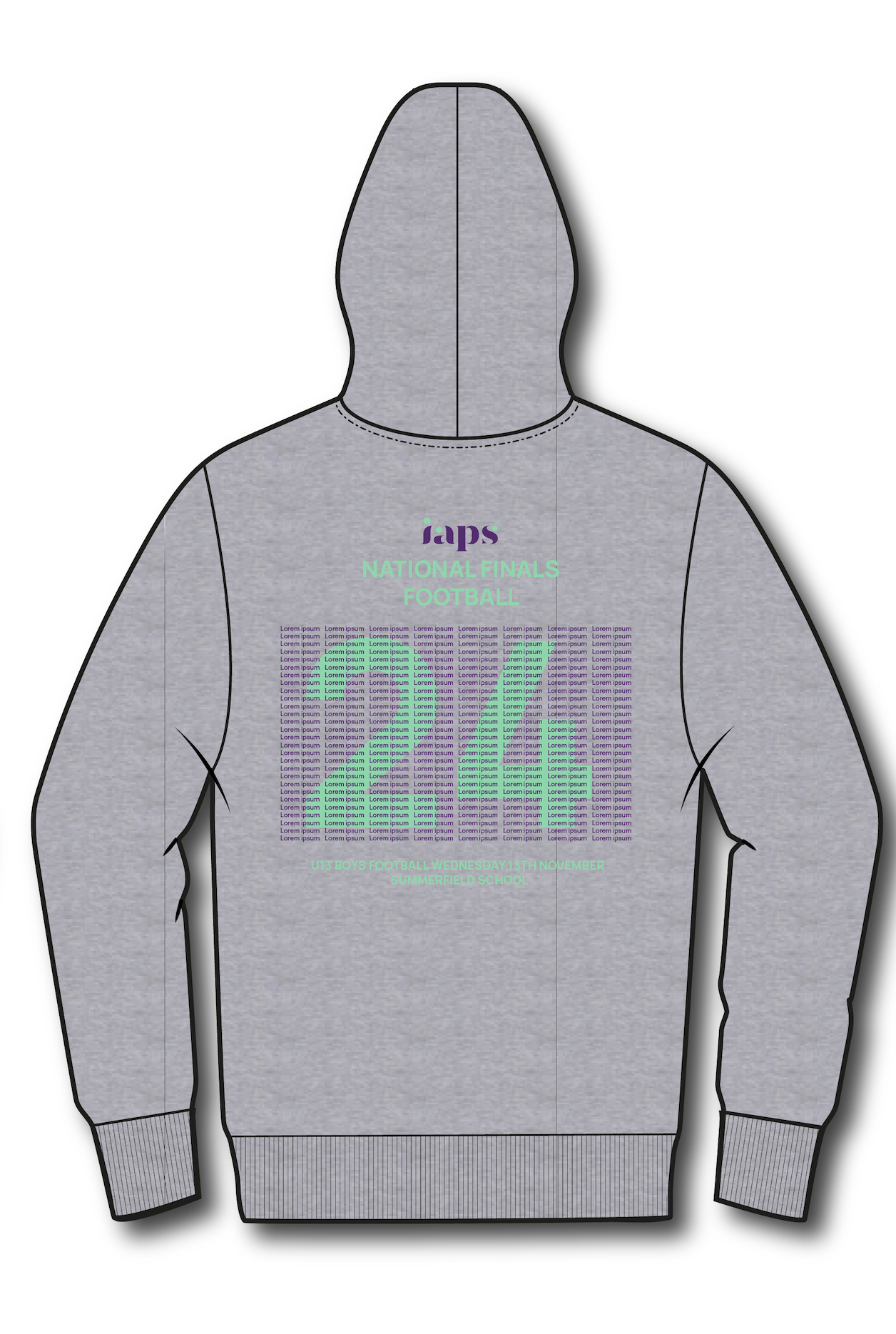 2024 U13's Boys Football National Finals Names IAPS Sports Football Hoodie Competitor Names