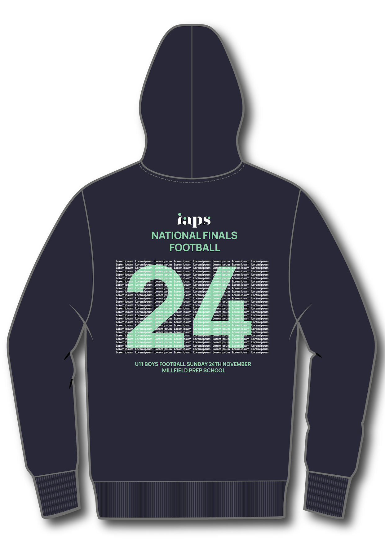 2024 U11's Boys Football National Finals Names IAPS Sports Football Hoodie Competitor Names
