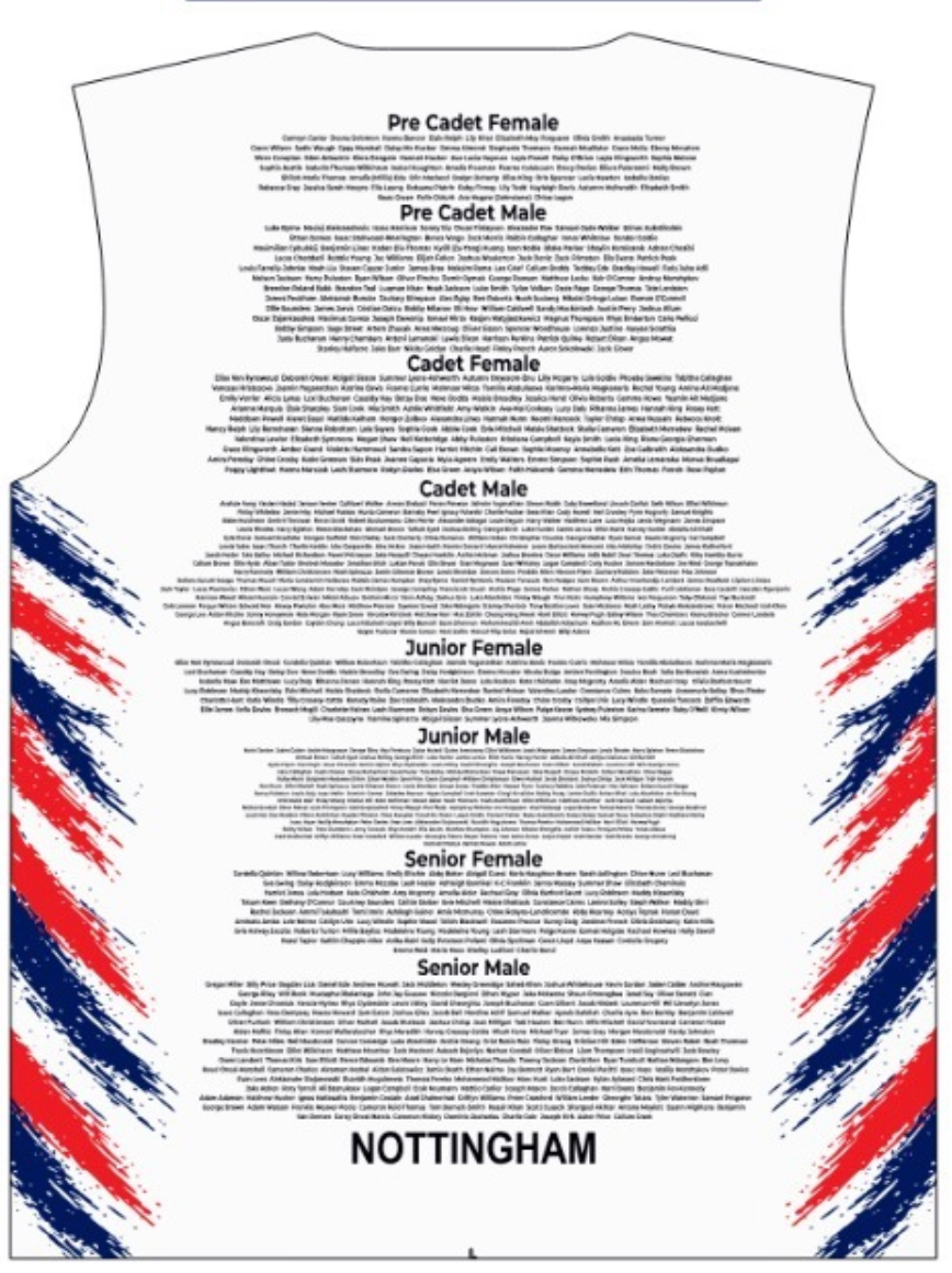 2026 British Championships White Event T-shirt Competitor Names