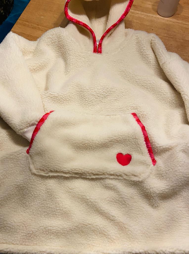 Leisure Lounge Wear- Oversized Double Fur Sherpa Fleece Heart Pink