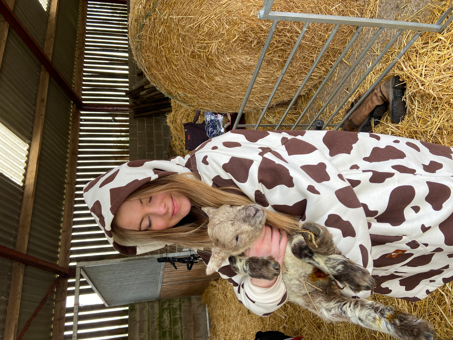 Leisure Lounge Wear- Oversized Blanket Hoodie - Skewbald - Piebald-Cow
