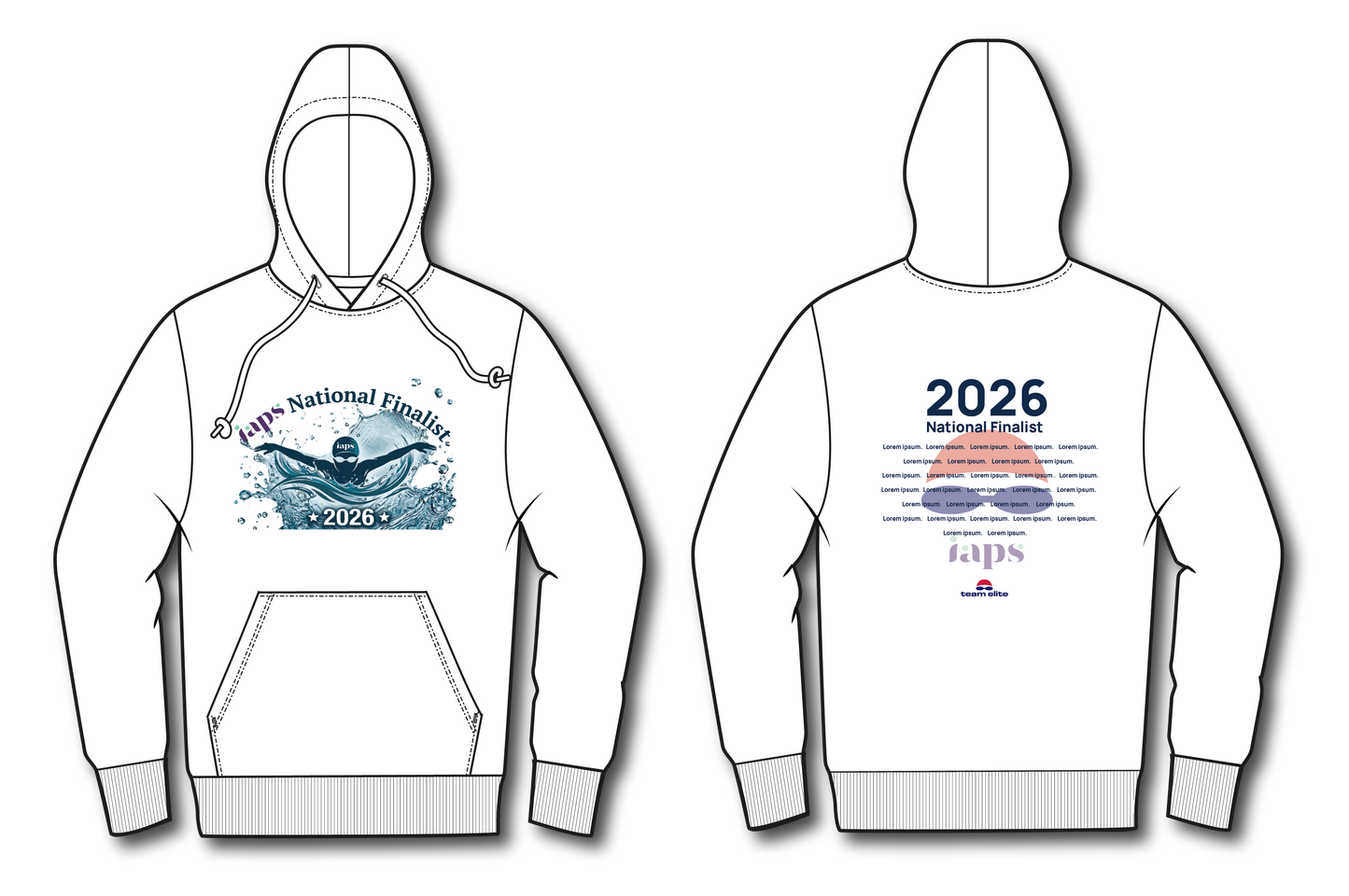 Names Hoodie  IAPS 2026  Swimming Sport Event With (Competitors Name) Splash Logo