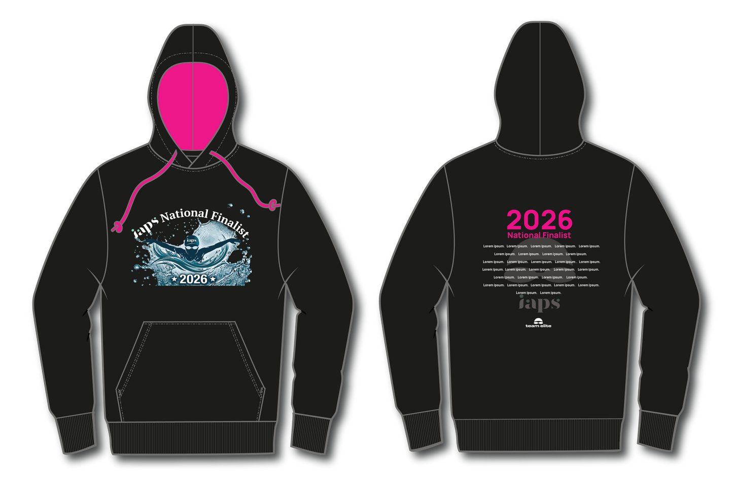 Names Hoodie  IAPS 2026  Swimming Sport Event With (Competitors Name) Splash Logo