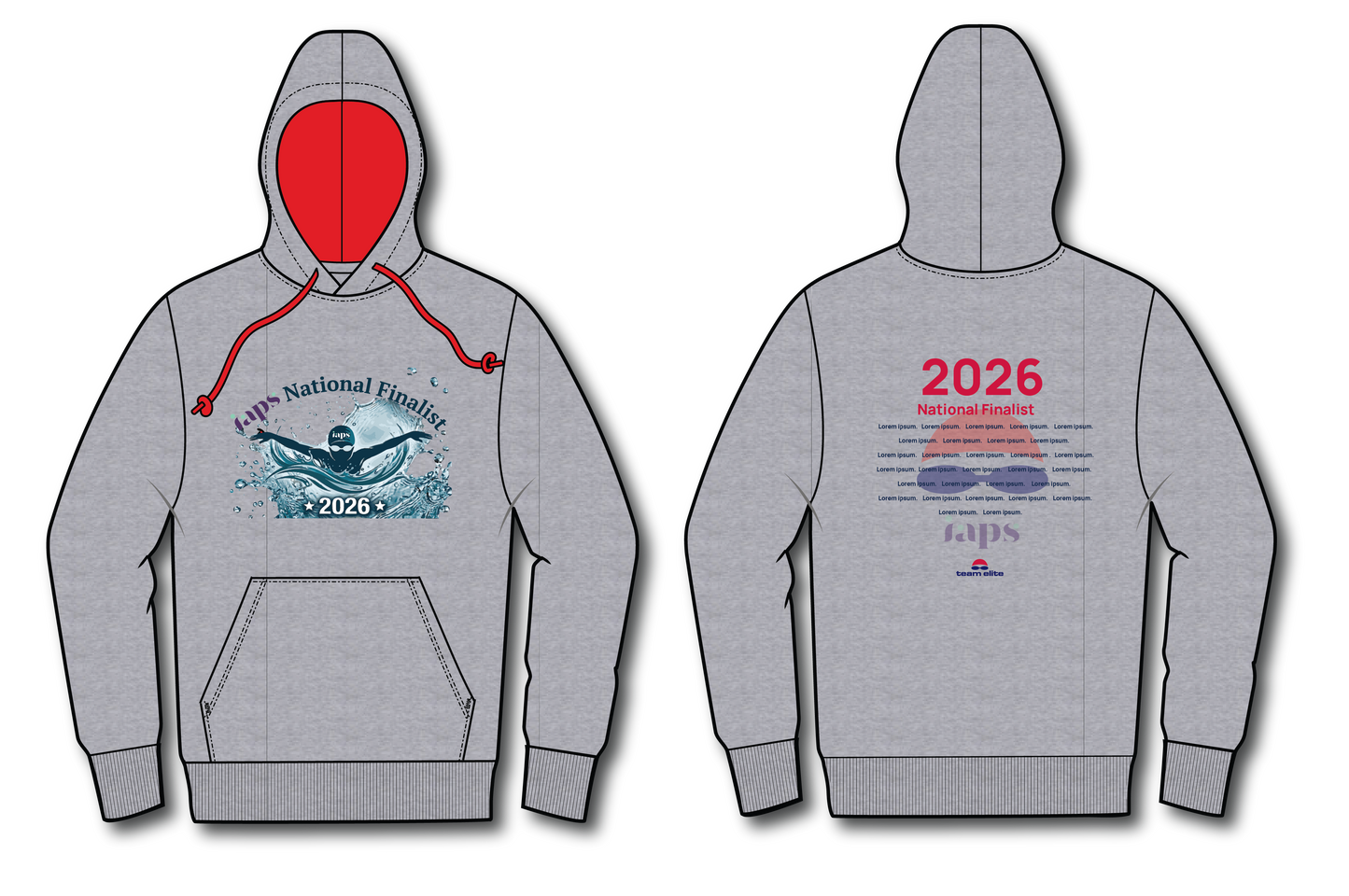 Names Hoodie  IAPS 2026  Swimming Sport Event With (Competitors Name) Splash Logo