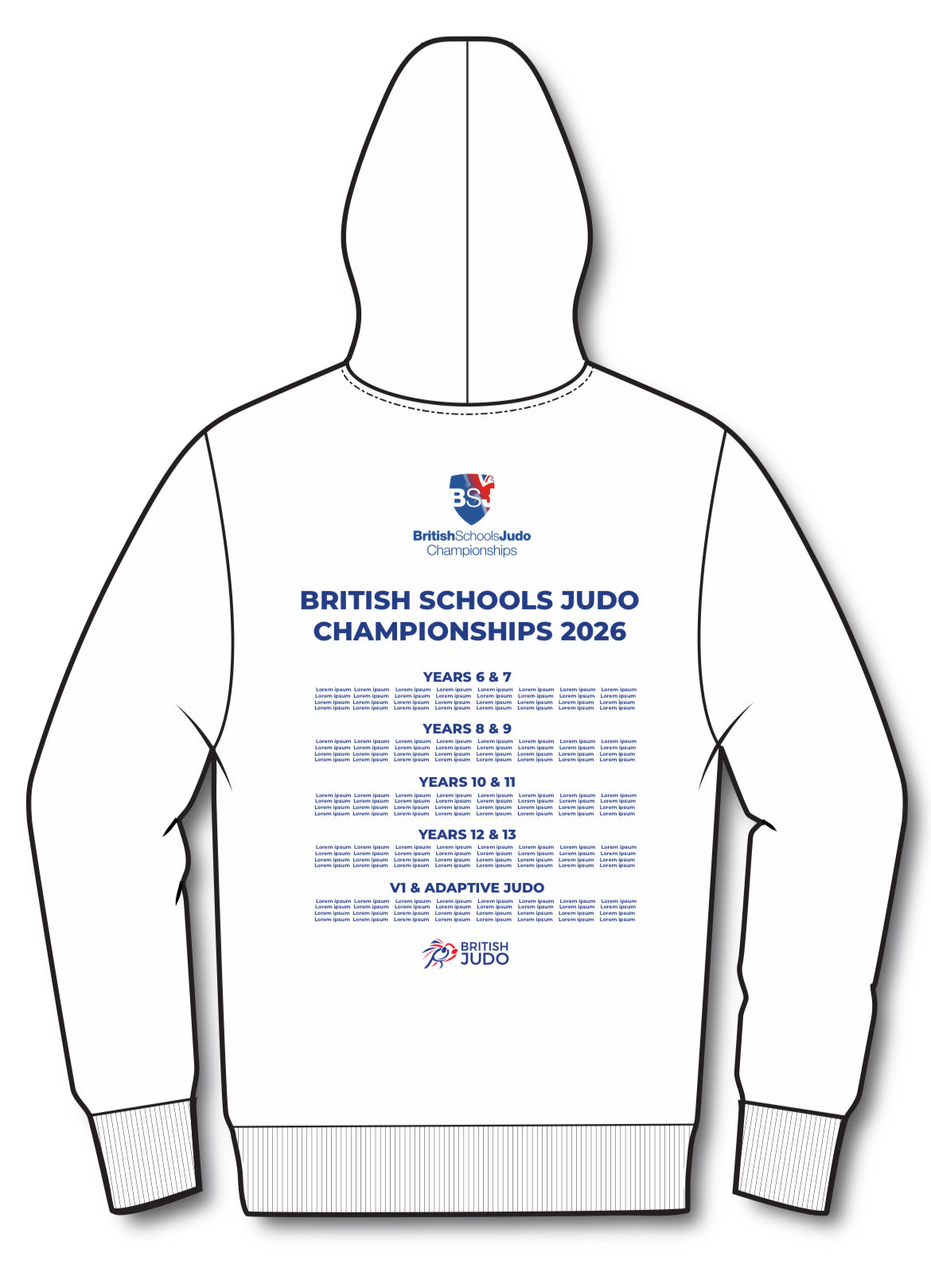 BSJC 2026 Names British Schools Championships  Event Hoodie Competitor Names