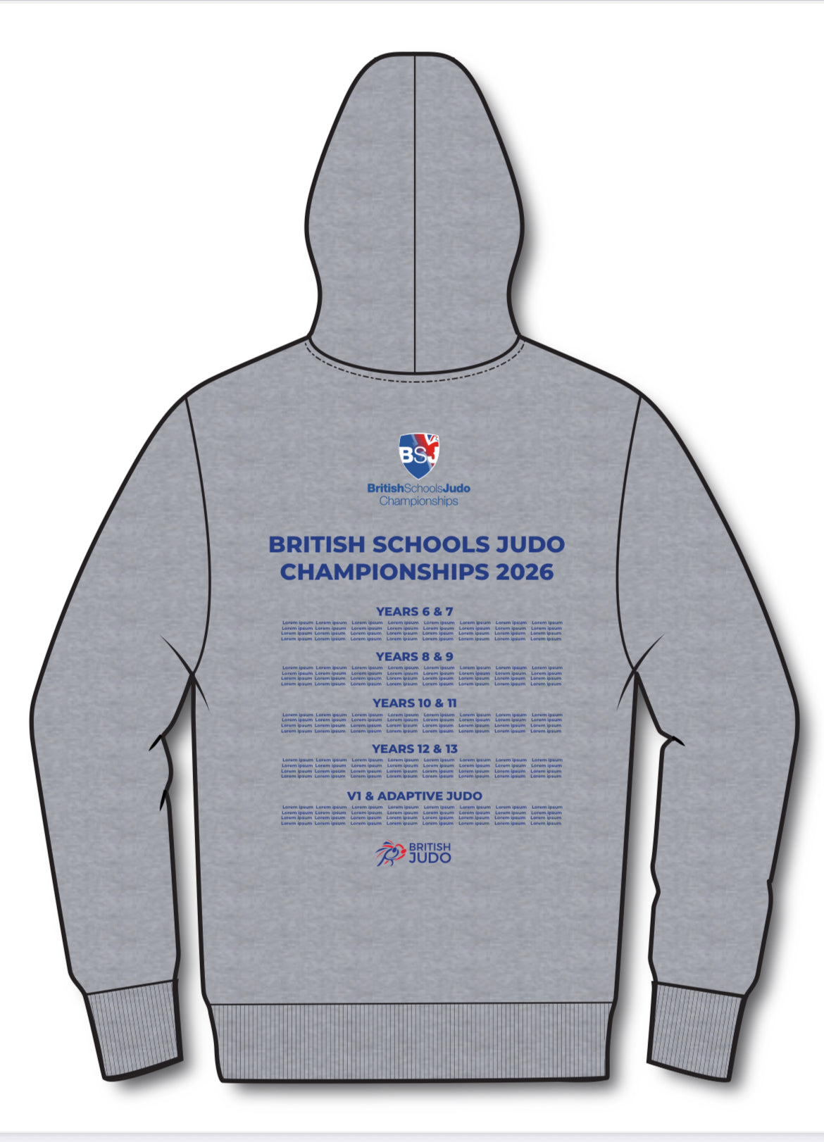 BSJC 2026 Names British Schools Championships  Event Hoodie Competitor Names