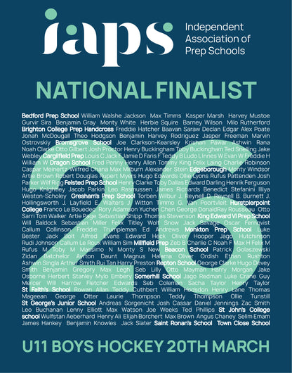 Under 11's  Boys 2026  IAPS Sports Hockey Final with Names 20th March