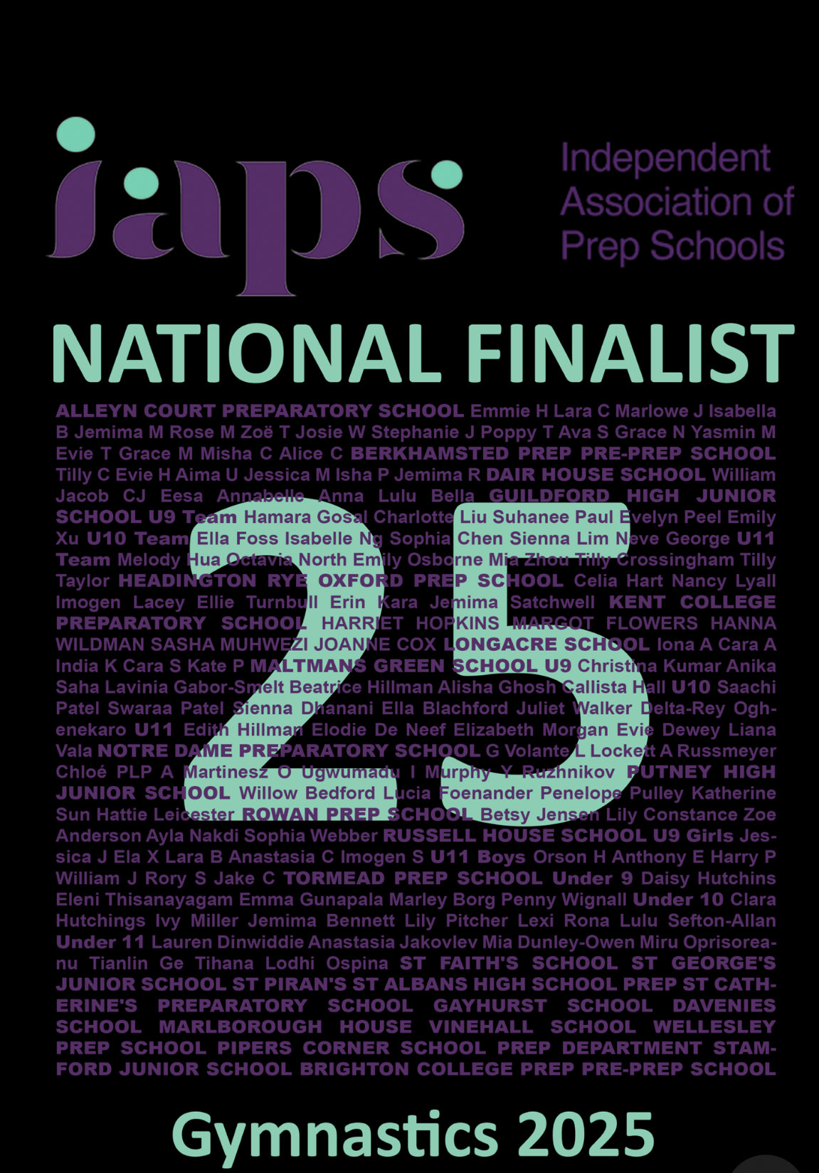 2025 IAPS Gymnastic Finals Hoodies Competitor Names