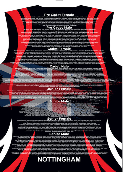 2025 British Championships NAVY  Event T-shirt Competitor Names