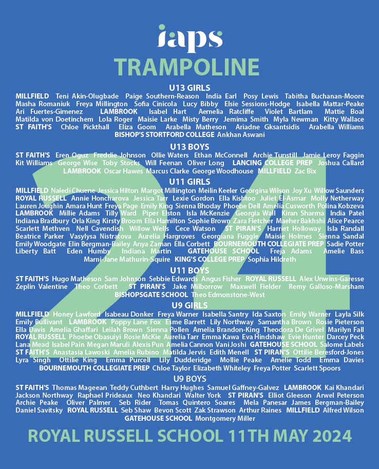 NAMES HOODIE IAPS 2025 Trampolining Finals With Competitor Names