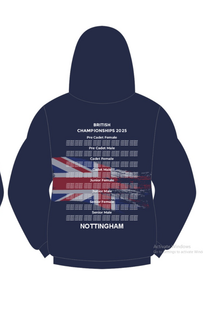 2025 British Judo Championships NAVY Event Names Hoodie Choice of Navy, White, Grey and Red