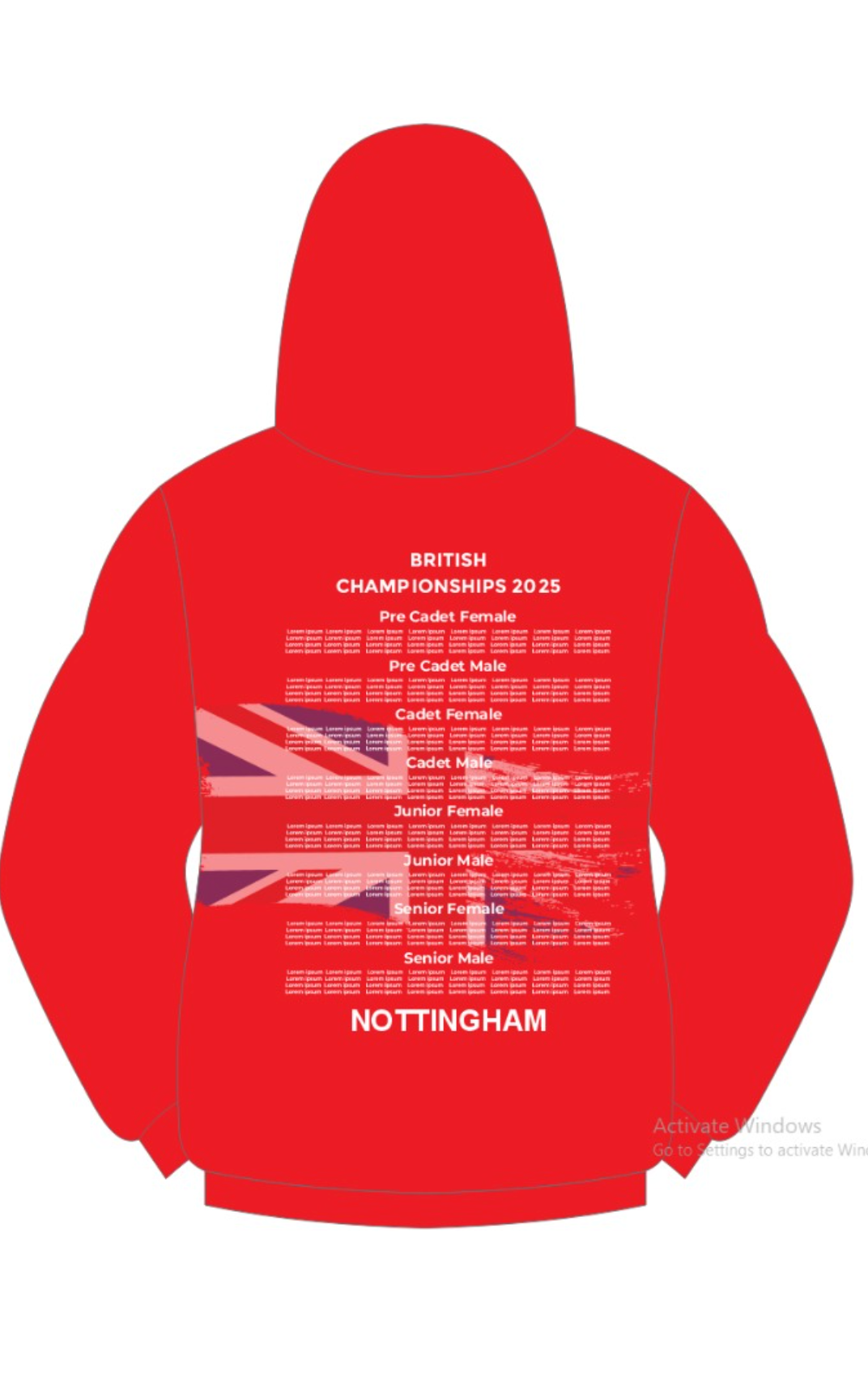 2025 British Judo Championships RED Event Names Hoodie Choice of Navy, White, Grey and Red