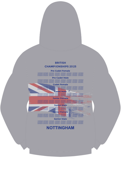 2025 British Judo Championships Grey Event Names Hoodie Choice of Navy, White, Grey and Red