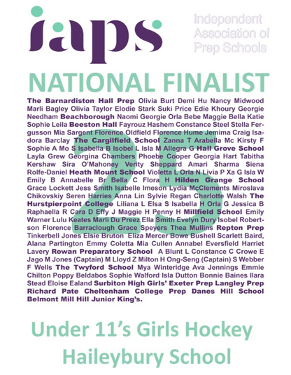 Under 11's  Girls 2025  IAPS Sports Hockey Final with Names