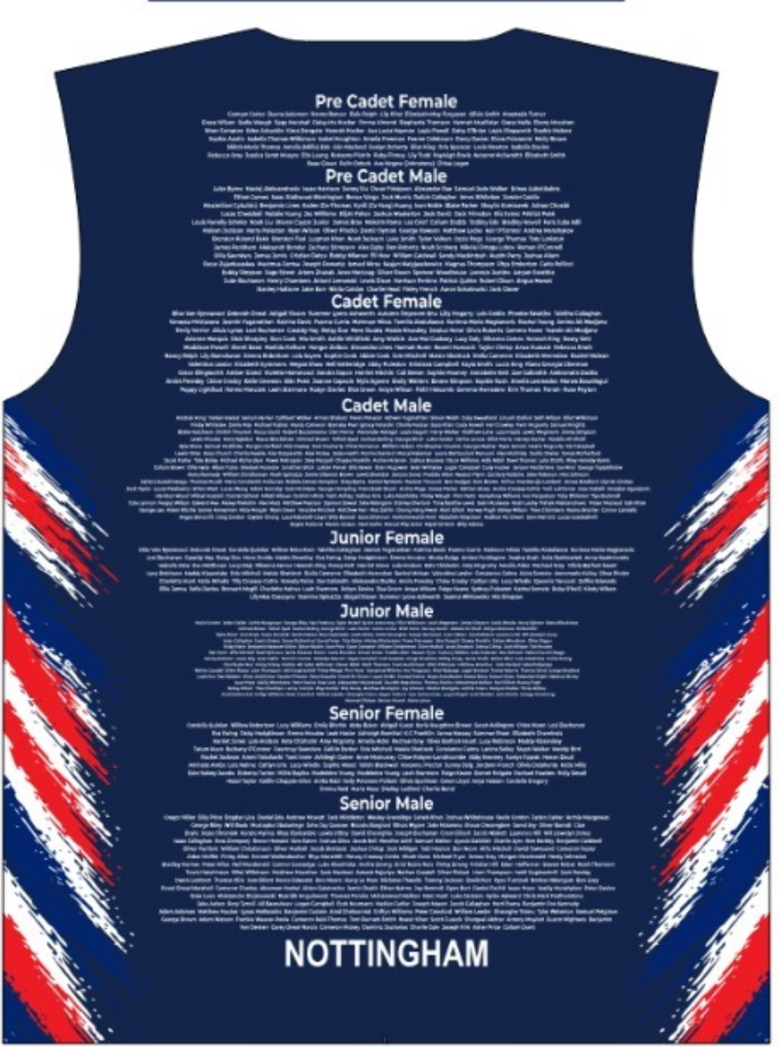 2026 British Championships NAVY  Event T-shirt Competitor Names