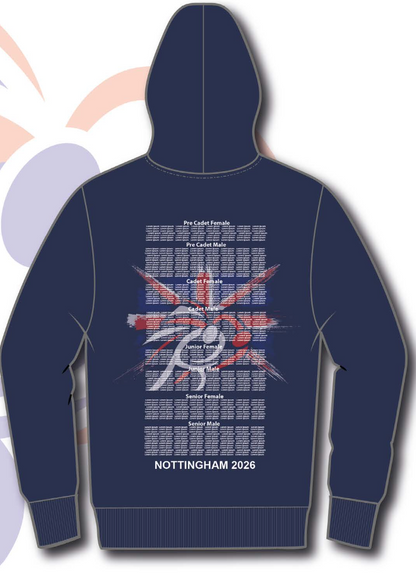 2026 British Judo Championships NAVY Event Names Hoodie Choice of Navy, White, Grey and Red