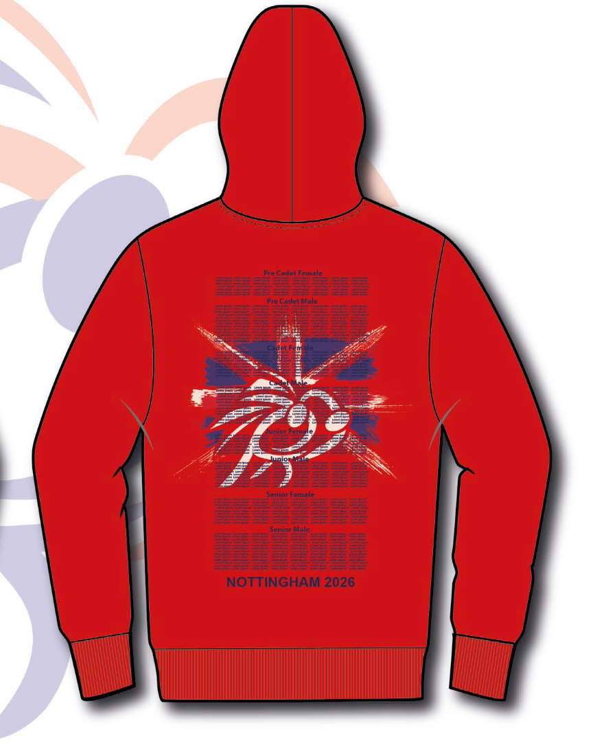 2026  British Judo Championships RED Event Names Hoodie Choice of Navy, White, Grey and Red