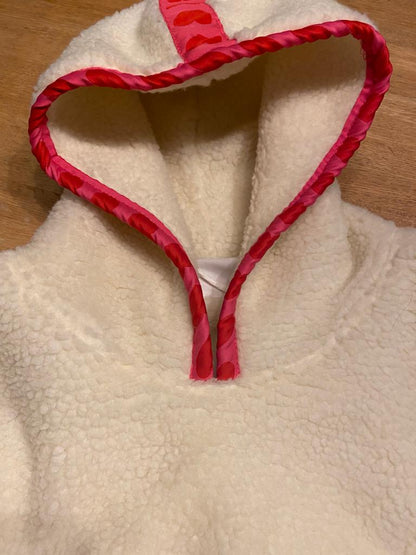 Leisure Lounge Wear- Oversized Double Fur Sherpa Fleece Heart Pink