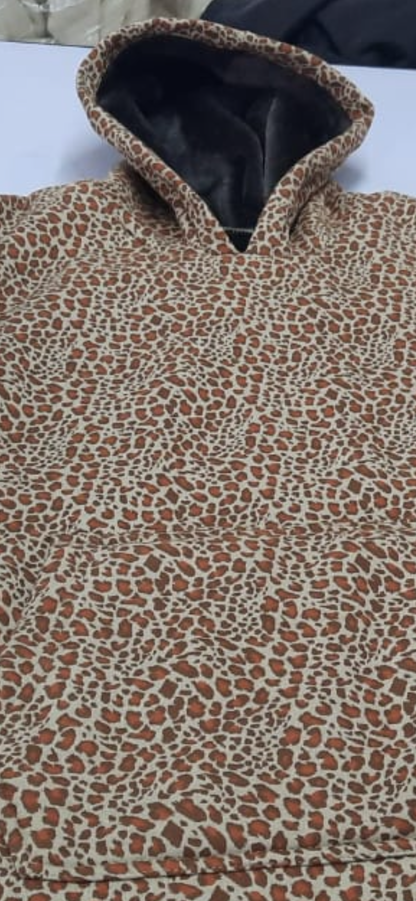 Equestrian Leisure Lounge Wear- Oversized Blanket Hoodie- Leopard
