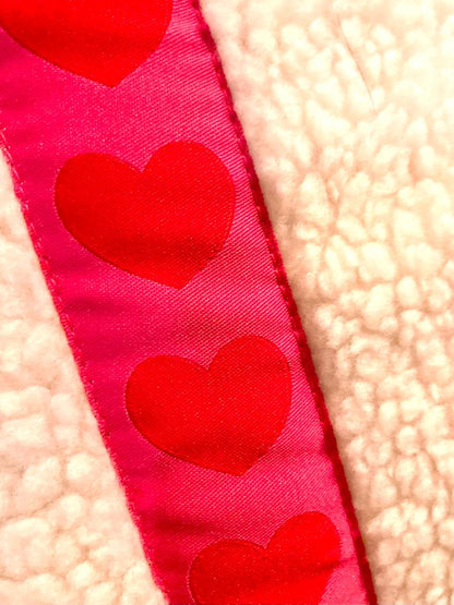 Leisure Lounge Wear- Oversized Double Fur Sherpa Fleece Heart Pink